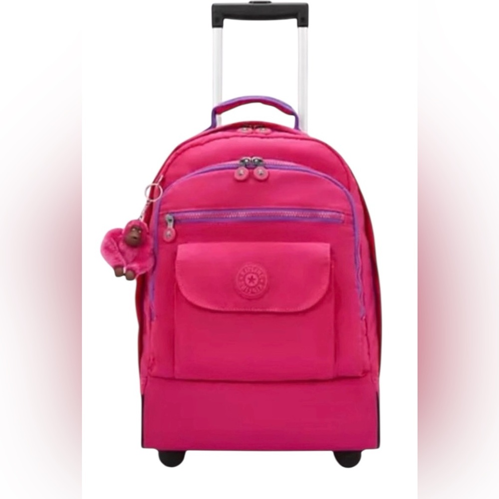 kipling Sanaa Large Printed Rolling backpack Pink